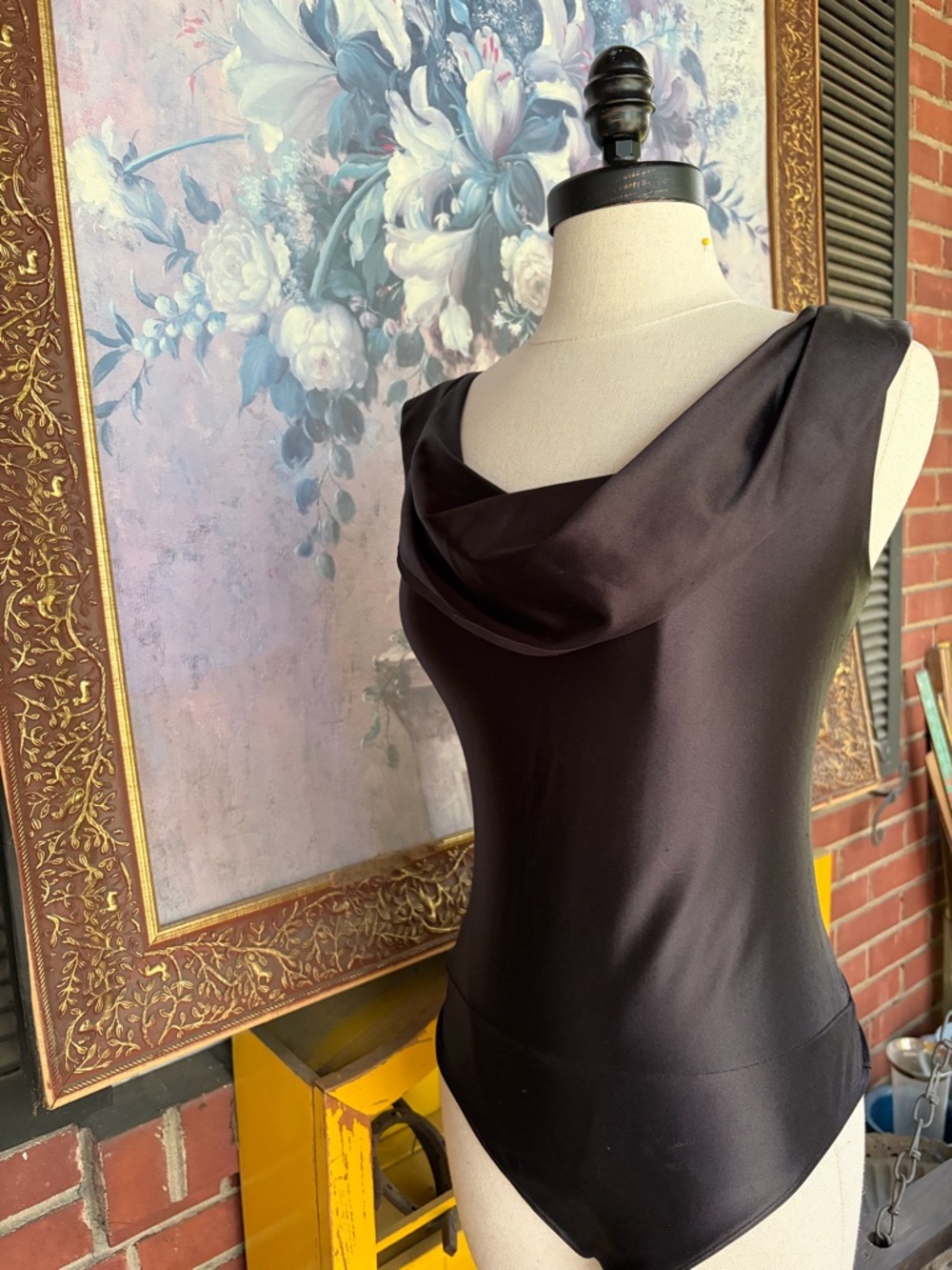 Express Sleeveless Cowl Neck Black Bodysuit